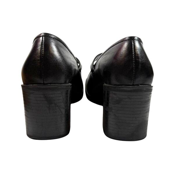 Bass Barry Mary Jane Y2K Black Leather Square Toe Buckle Pump Heels Sz 8 - Picture 6 of 10